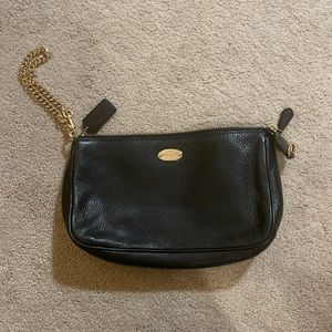 Womens Black Leather Coach Clutch
